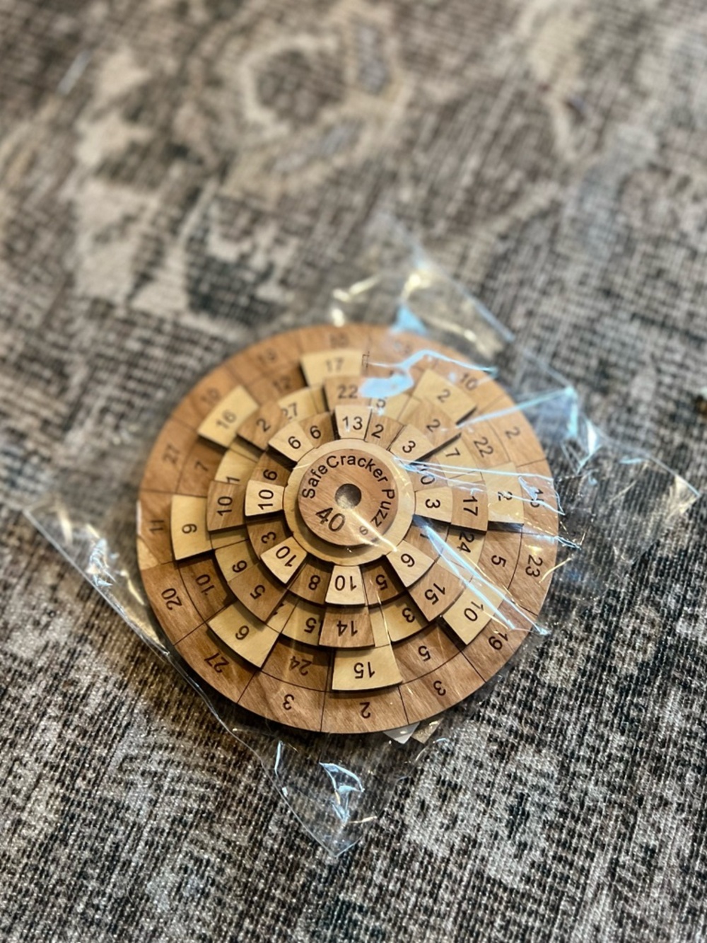 New Safecracker 40 Wooden Circular Number Puzzle - Natural Wood
